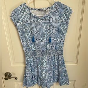 Vineyard Vines Girl’s Sleeveless Smocked Waist Band Summer Dress with Tassels